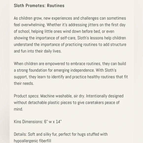 Slumberkins Sloth Routine Set - Picture 10 of 11